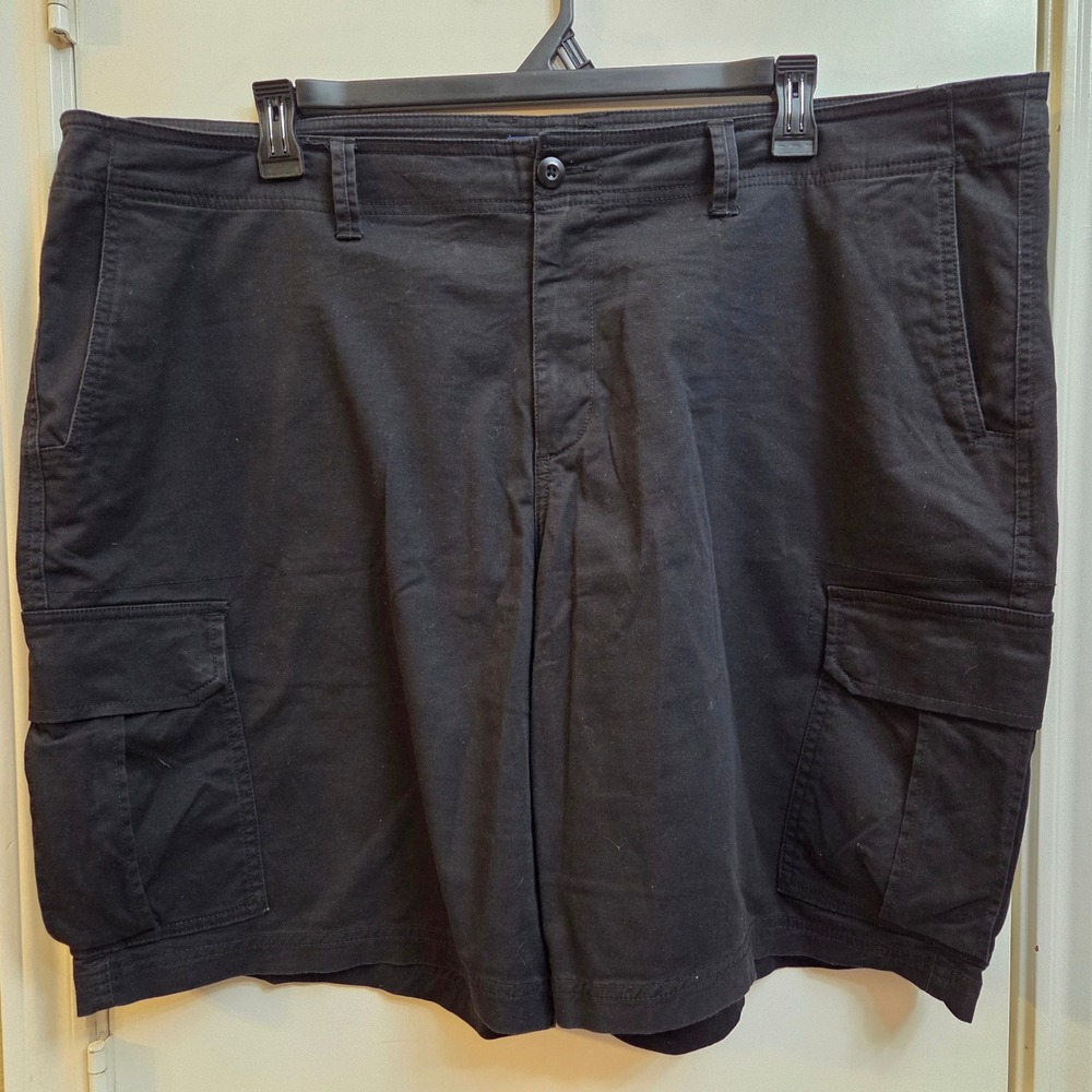 George Mens Black Cargo Shorts Size 46 Cotton Stretch Utility